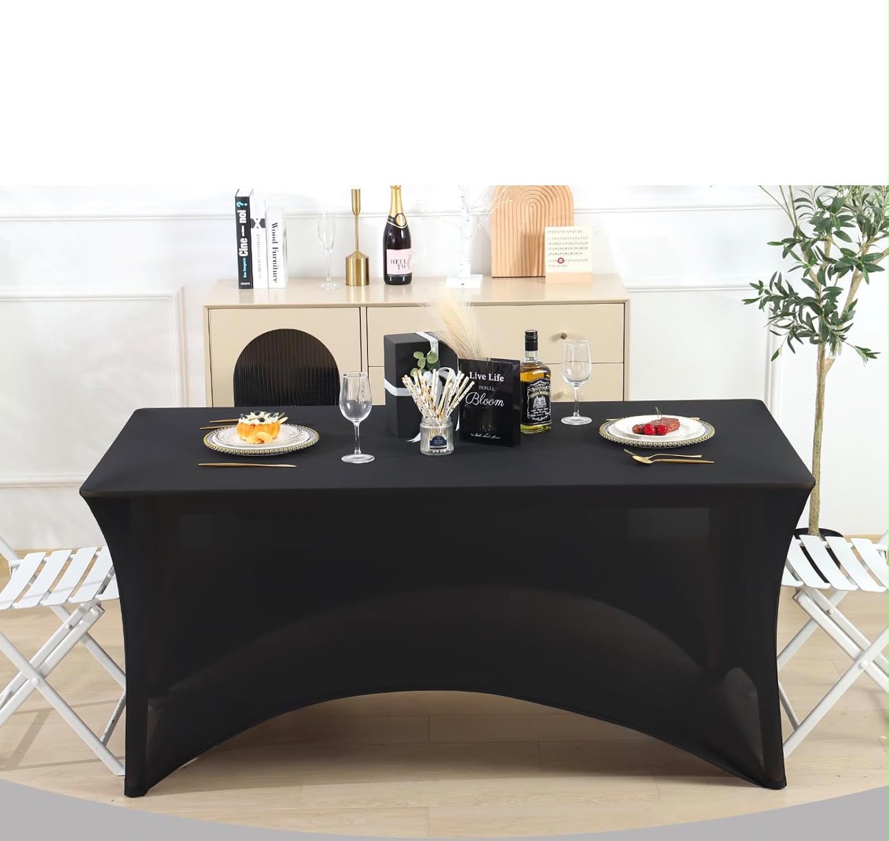 Black Rectangular Spandex Tablecloth