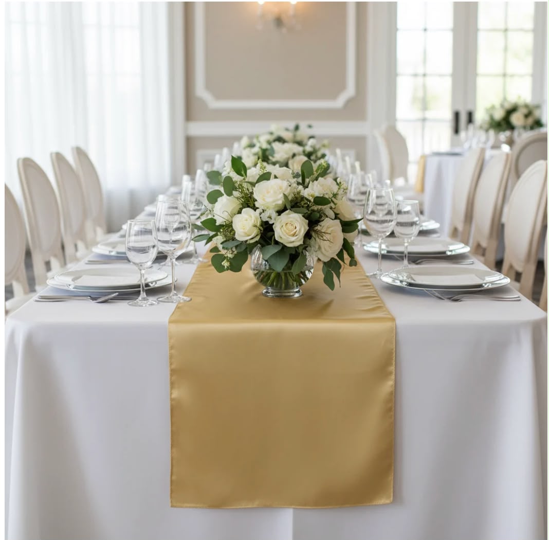 Satin Gold Antique Table Runner