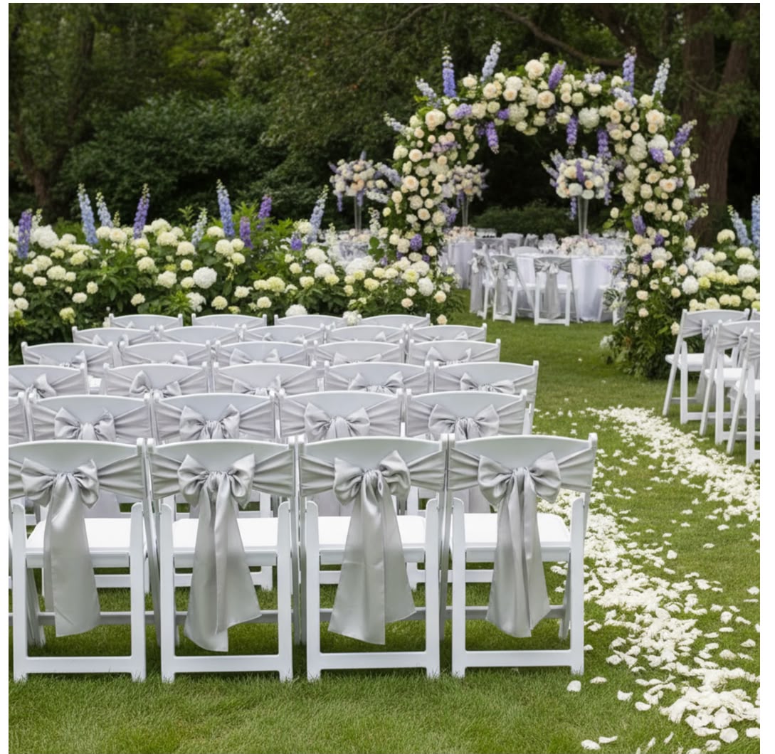 Satin Silver Chair Sash